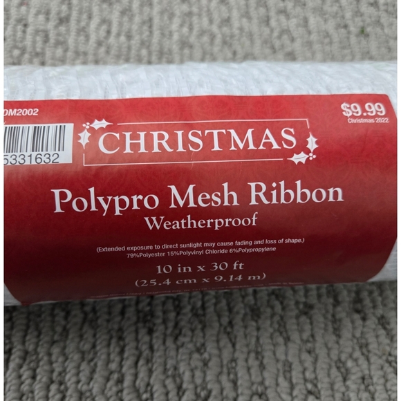 POLYPRO MESH RIBBON - SET OF (4) WHITE W/DECORATIVE DESIGN - Picture 4 of 5